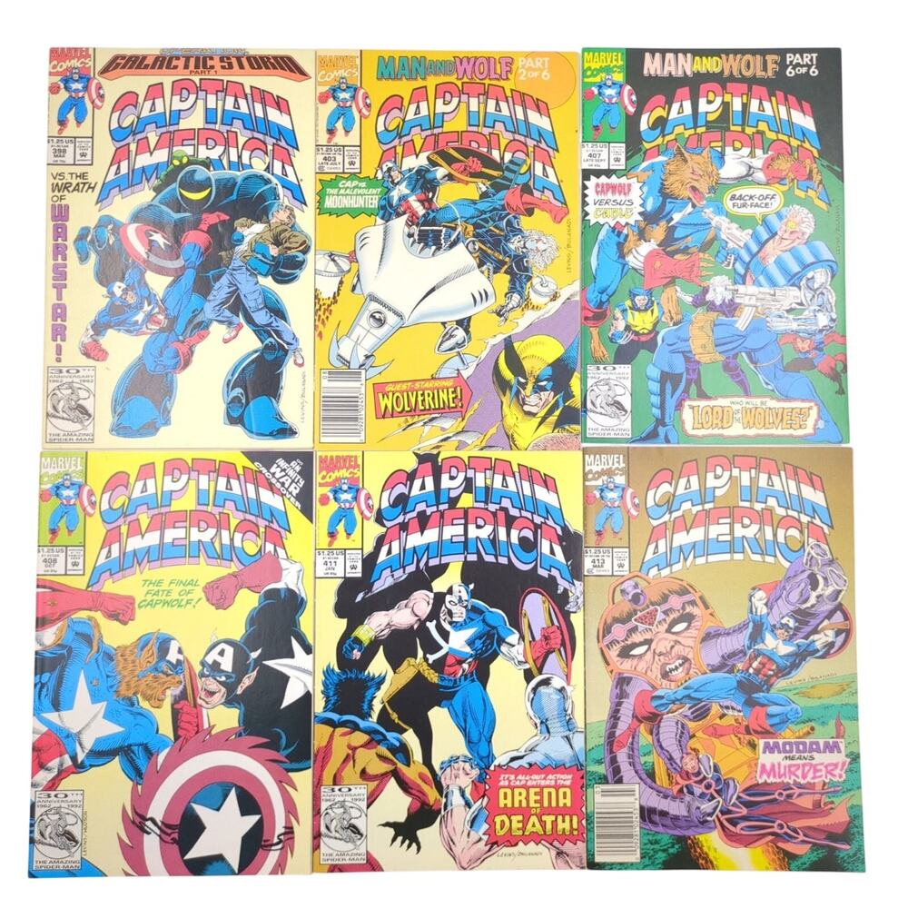 Captain America Comic Lot of 6 Issues #398 403 407 408 411 413 Marvel Modern Age